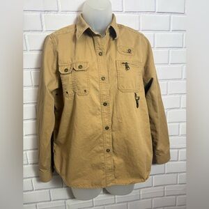 Lauren Ralph Lauren Khaki Utility Button-Down Shirt Jacket P/M Safari Style